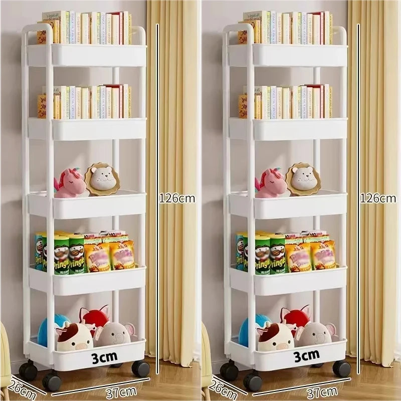 Carro de almacenamiento de estantería, carrito organizador de cocina móvil con ruedas, estantes de baño multicapa, estante de almacenamiento de aperitivos para el hogar
