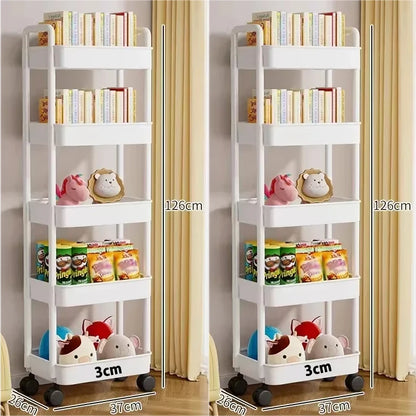 Carro de almacenamiento de estantería, carrito organizador de cocina móvil con ruedas, estantes de baño multicapa, estante de almacenamiento de aperitivos para el hogar