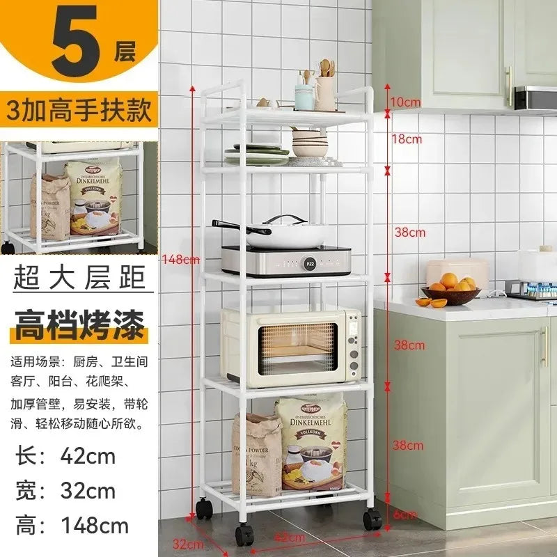 Estante de almacenamiento de piso multicapa para cocina, estante de almacenamiento extraíble para el hogar, estante de pared integrado