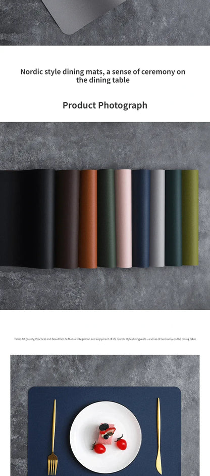 Tapete de mesa de comedor de cuero de doble cara de PVC, decoración de escritorio, tapete para platos de comedor para el hogar, tapete antideslizante para cuencos, tapete de aislamiento térmico