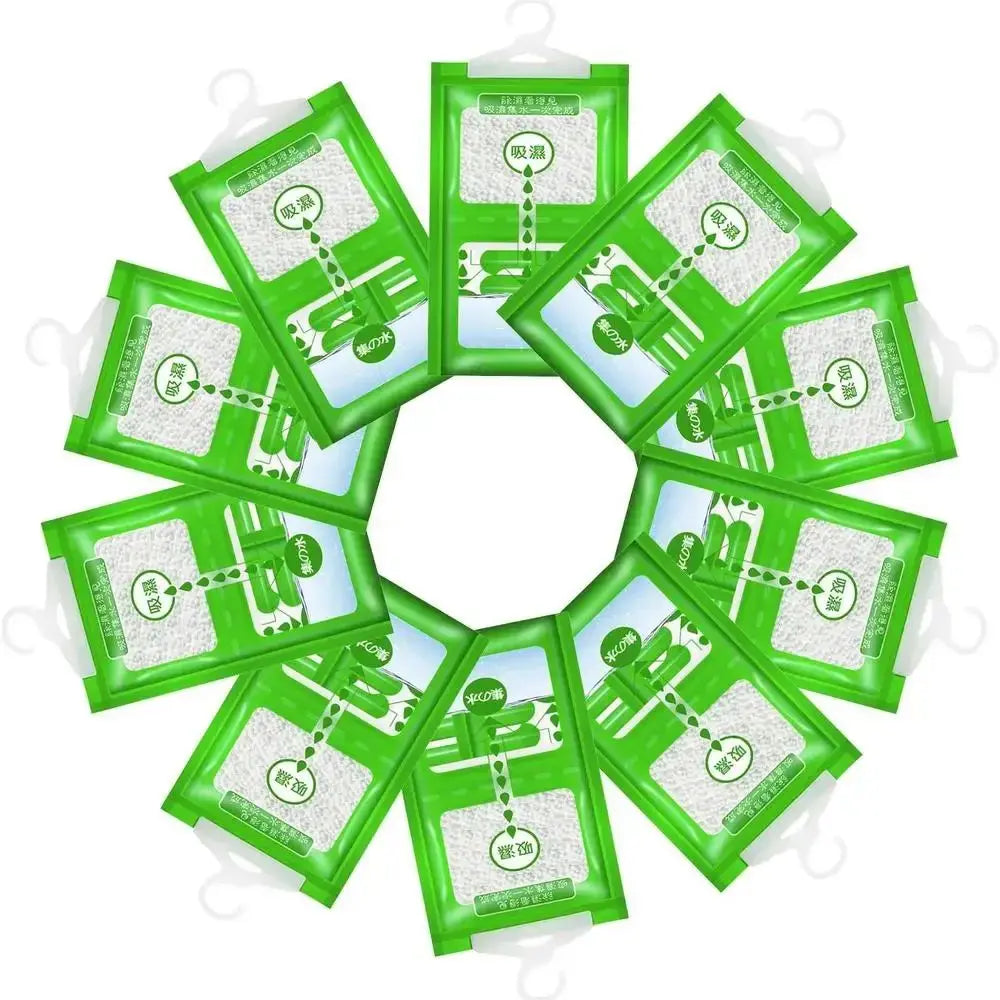 Bolsa colgante absorbente de humedad para armario, bolsas antihumedad a prueba de moho, bolsa seca, deshumidificación para armario, desecante interior, 10 Uds.