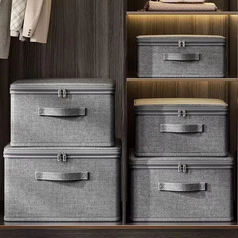 Caja de almacenamiento plegable con cubierta, caja de almacenamiento de ropa con cremallera, caja de almacenamiento de edredón de gran capacidad, armario, caja organizadora de ropa interior