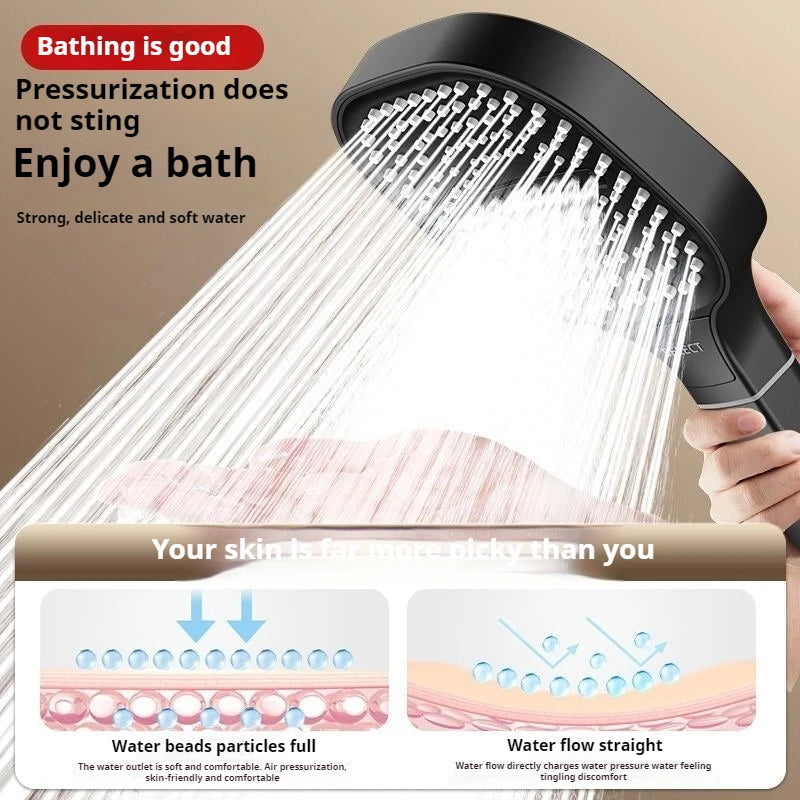 Cabezal de ducha de alta presión con Panel grande de 13CM con filtro, 3 modos, boquilla de lluvia con pulverizador de gran flujo, cabezal de ducha cuadrado para baño