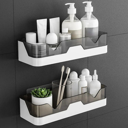 Estante organizador para baño, estante de almacenamiento para ducha, estantes de esquina negros, soporte de champú para inodoro de aluminio montado en la pared, sin taladro