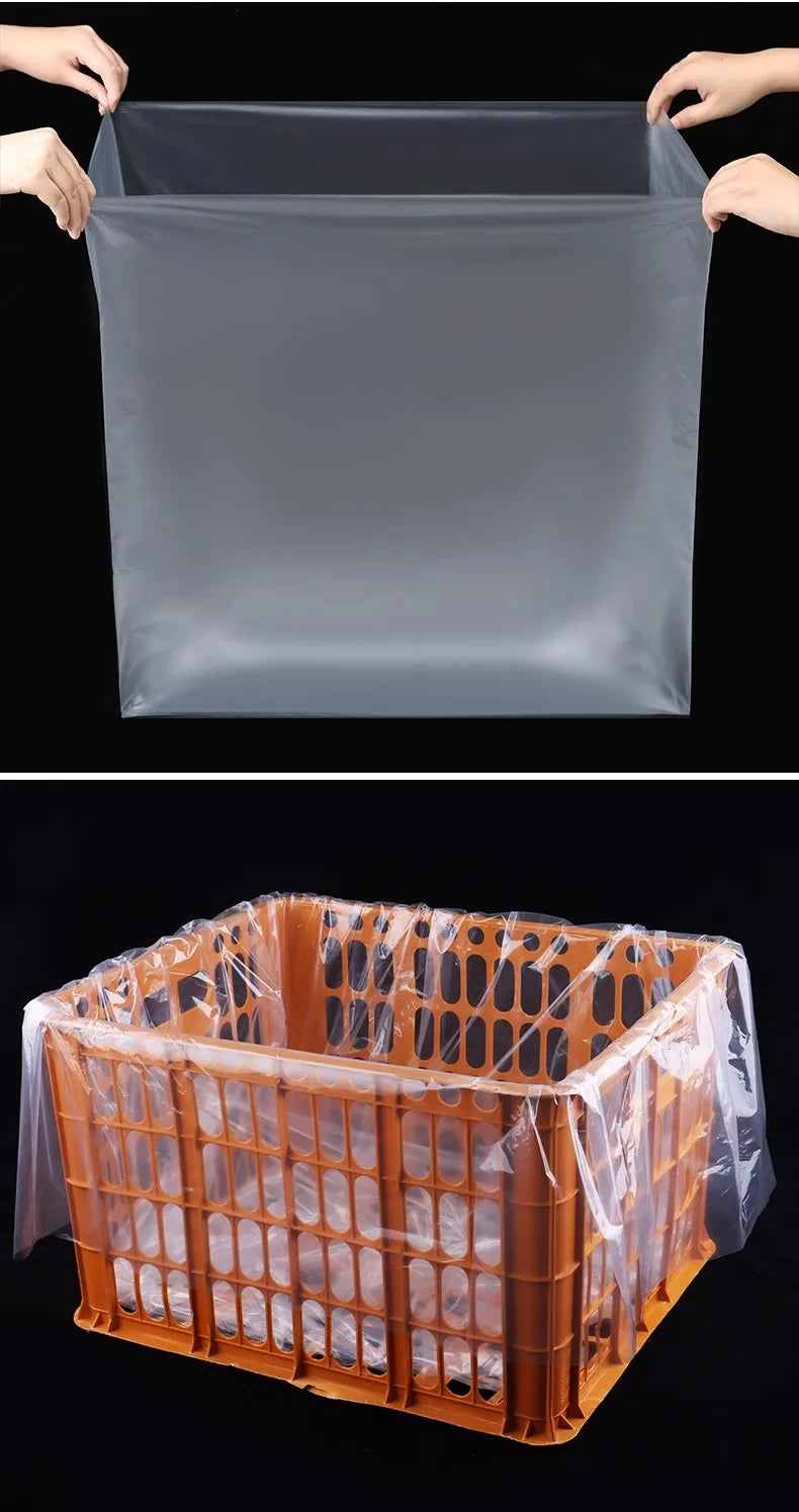 Bolsa de plástico de fondo cuadrado PE, bolsa transparente de cuatro lados, bolsa antipolvo y a prueba de humedad, paquete de plástico grande para polvo, 10 Uds.