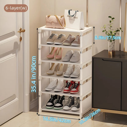 Organizador de zapatos de 6/8 capas, marco de Metal que ahorra espacio y Zapatero de tela multicapa, estante T1 para entrada, pasillo, sala de estar, 1 unidad