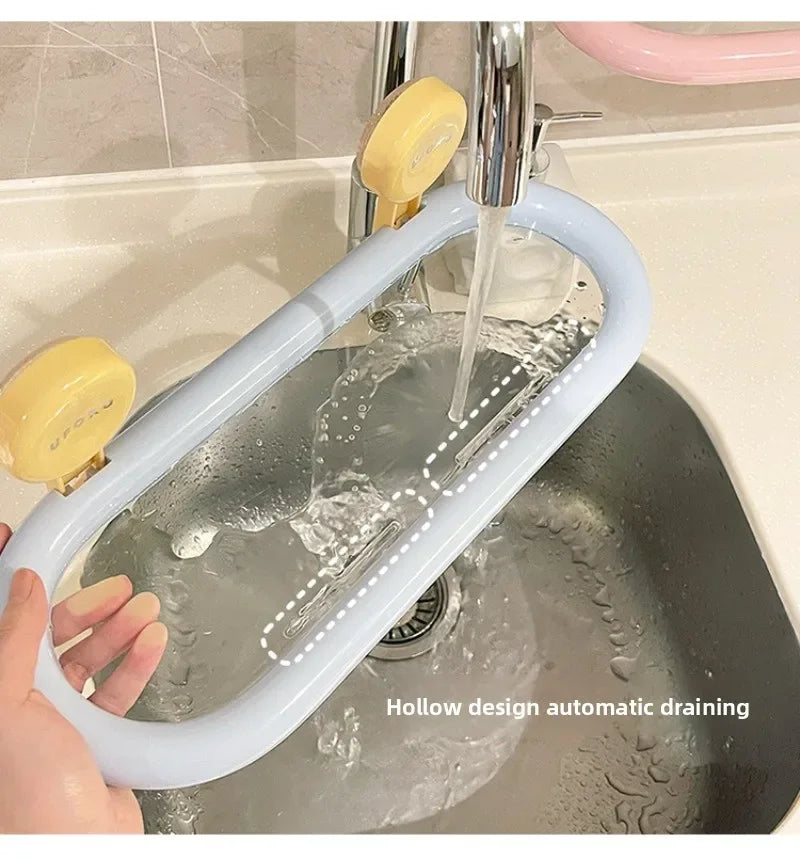 Estante de almacenamiento con ventosa de dopamina, estante de almacenamiento colgante de pared drenable sin perforaciones, organizador de artículos de tocador duradero de alta calidad para el hogar