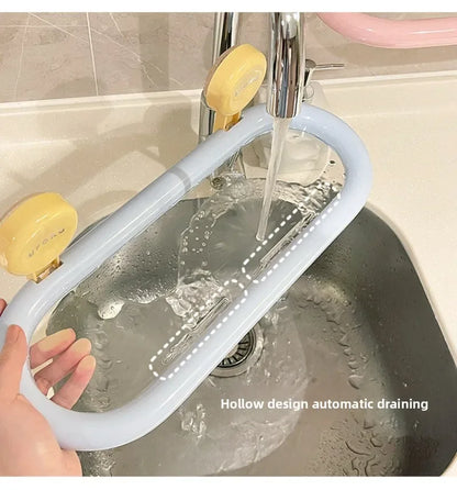 Estante de almacenamiento con ventosa de dopamina, estante de almacenamiento colgante de pared drenable sin perforaciones, organizador de artículos de tocador duradero de alta calidad para el hogar