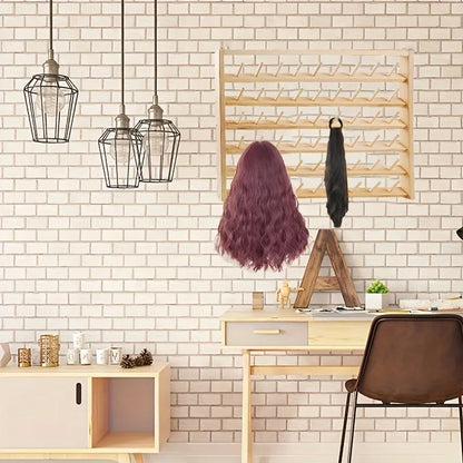 Estante de husillo para el hogar, carrete de madera para colgar en la pared, estante de hilo de coser, estante de almacenamiento, accesorios para el cabello, organizador de exhibición de peluca