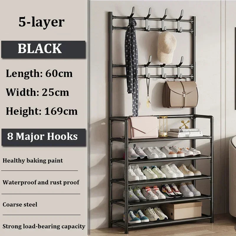 Colgador de ropa, Zapatero multicapa, puerta DIY, estante para sombreros y zapatos, organizador Simple de pie para sala de estar, estantes de almacenamiento