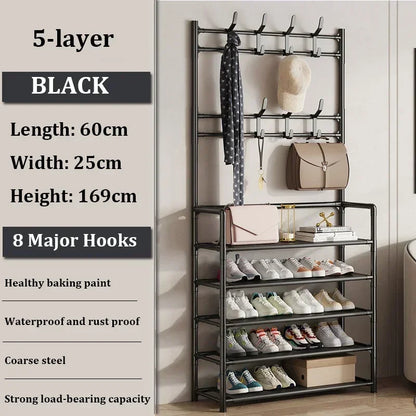 Colgador de ropa, Zapatero multicapa, puerta DIY, estante para sombreros y zapatos, organizador Simple de pie para sala de estar, estantes de almacenamiento
