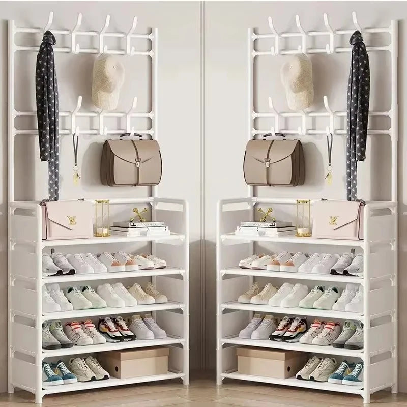 Colgador de ropa, Zapatero multicapa, puerta DIY, estante para sombreros y zapatos, organizador Simple de pie para sala de estar, estantes de almacenamiento