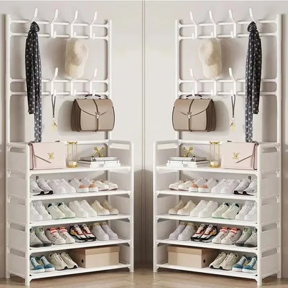 Colgador de ropa, Zapatero multicapa, puerta DIY, estante para sombreros y zapatos, organizador Simple de pie para sala de estar, estantes de almacenamiento