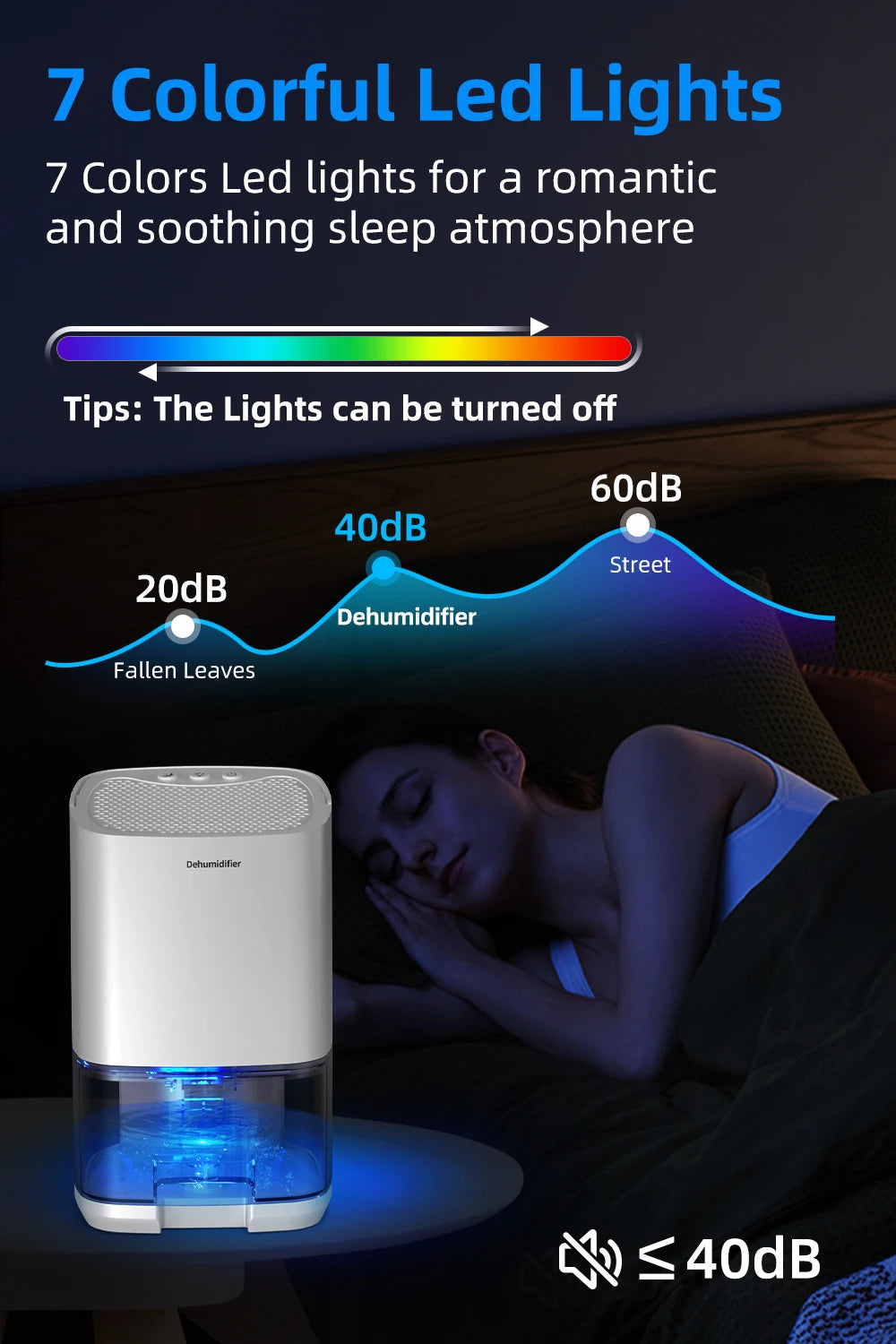 Deshumidificador portátil de 1000ml para el hogar, oficina y RV, elimina el molde y la humedad, fácil de usar y con eficiencia energética, 1 ud.
