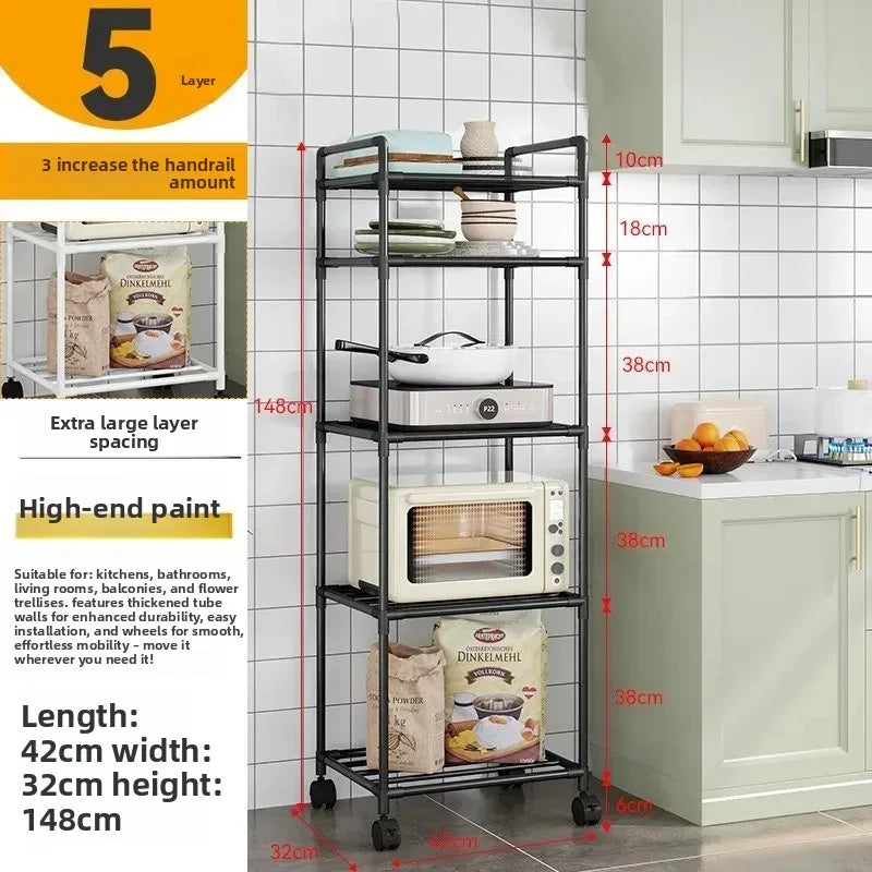 Estante de almacenamiento de piso multicapa para cocina, estante de almacenamiento extraíble para el hogar, estante de pared integrado