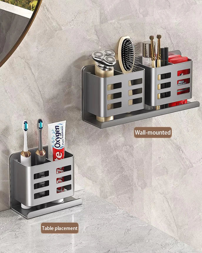 Estante de almacenamiento de peine para baño, estante de almacenamiento de pasta de dientes, sin perforaciones, montado en la pared, para cosméticos, maquinilla de afeitar