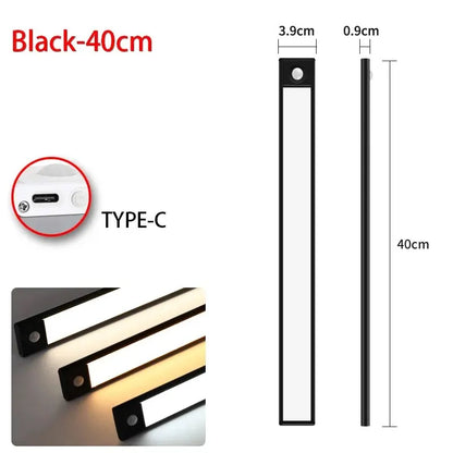 Luz LED con Sensor de movimiento, luz nocturna inalámbrica USB para debajo del gabinete, cocina, dormitorio, armario, Sensor, iluminación interior