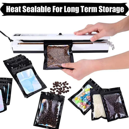 100 Uds. Bolsas holográficas resellables Mylar Ziplock Candy Suger Tee joyería bolsa de almacenamiento de belleza muestra joyería embalaje plástico Pou