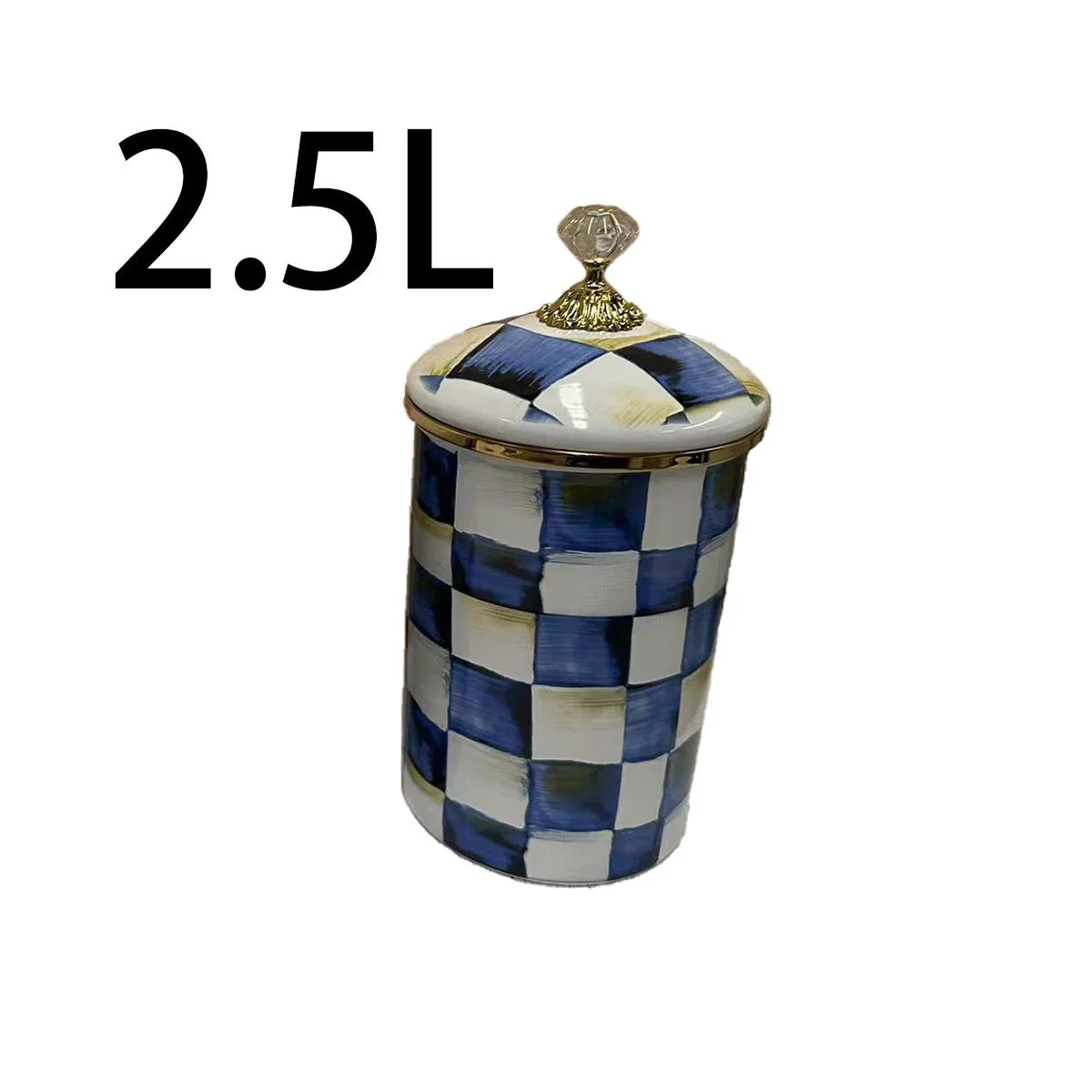 Tarro de almacenamiento clásico Retro europeo, adorno de tablero de ajedrez, contenedores de cocina esmaltados de porcelana, tarros de almacenamiento de azúcar para té y café