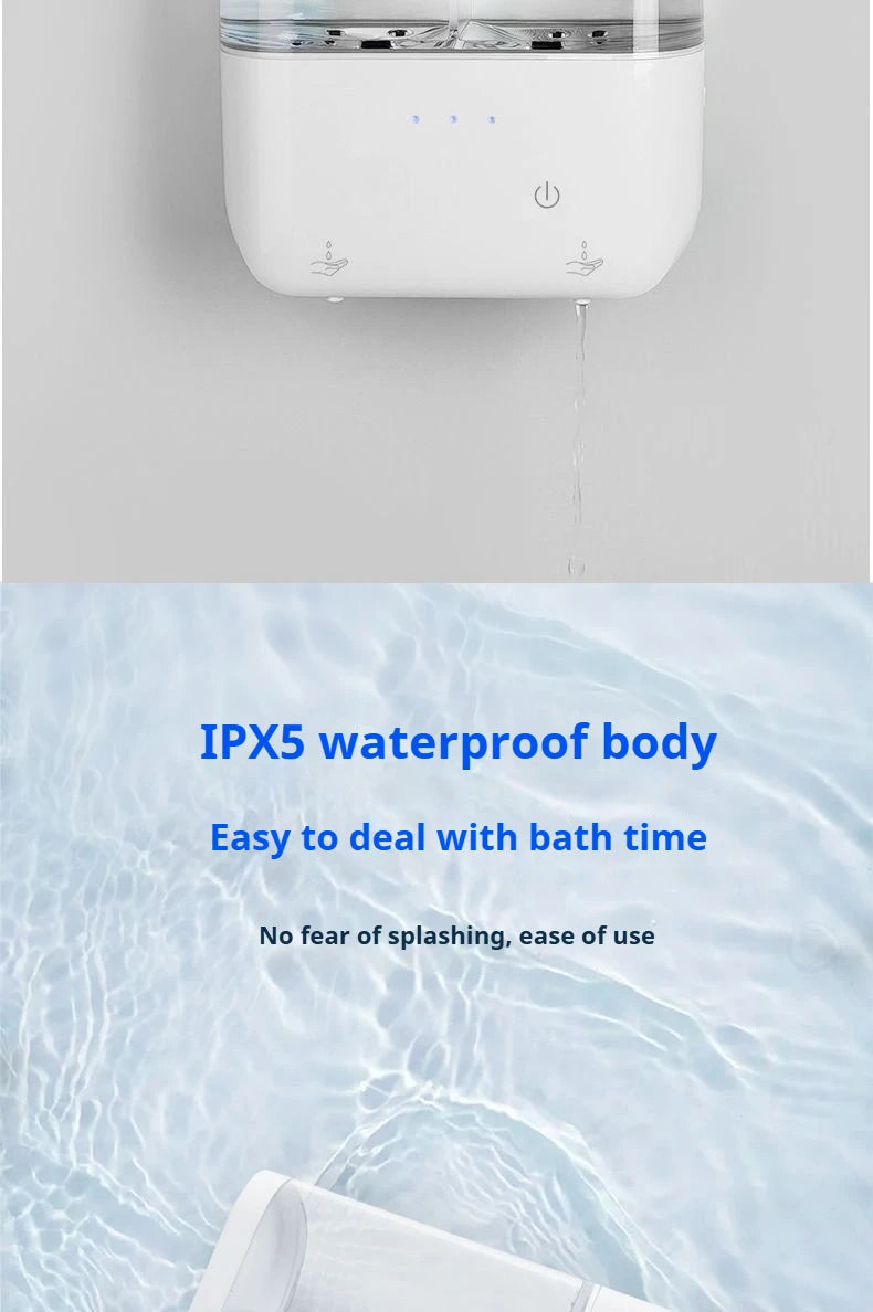 Dispensador automático de jabón de doble cabezal, dispensador de jabón líquido montado en la pared para champú/Gel de ducha/jabón para platos, baño inteligente