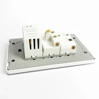 T&I US Standard 118 Toma de pared con interruptor, panel de vidrio templado, puertos de carga USB y tipo C