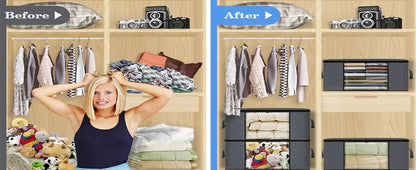 Organizadores y almacenamientos de armario, bolsa de almacenamiento de ropa, almacenamiento de manta, contenedor de almacenamiento plegable, resistente, cosido por 3 capas de telas con Re