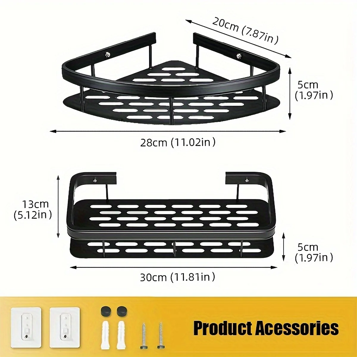 Estante de baño Sin taladro Aleación de aluminio Estante de almacenamiento de champú Montado en la pared Estantes de esquina para ducha de inodoro Accesorios de baño