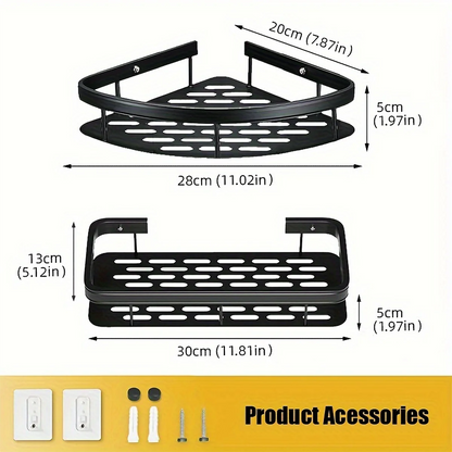 Estante de baño Sin taladro Aleación de aluminio Estante de almacenamiento de champú Montado en la pared Estantes de esquina para ducha de inodoro Accesorios de baño