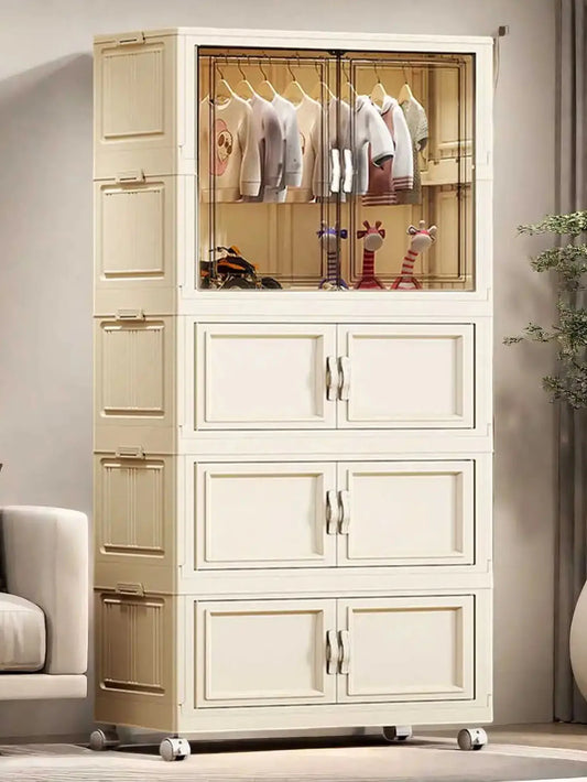 Gabinete de almacenamiento, caja de almacenamiento plegable para el hogar, sala de estar, gabinete de juguetes, estante de almacenamiento, gabinete de aperitivos, almacenamiento de cocina sin instalación