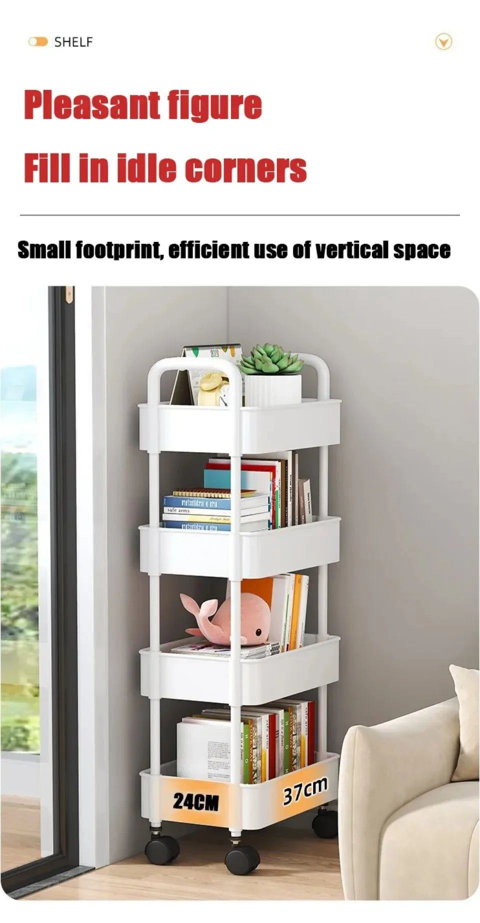 Carro de almacenamiento de estantería, carrito organizador de cocina móvil con ruedas, estantes de baño multicapa, estante de almacenamiento de aperitivos para el hogar