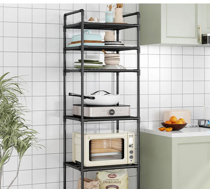 Estante de almacenamiento de piso multicapa para cocina, estante de almacenamiento extraíble para el hogar, estante de pared integrado
