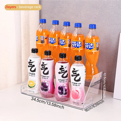 Estante de exhibición de bebidas escalonado transparente acrílico, organizador de latas de bebidas para refrigerador, estante dispensador multifuncional, 1 ud.