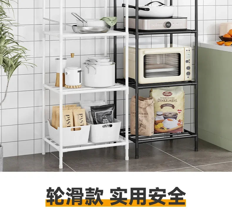 Estante de almacenamiento de piso multicapa para cocina, estante de almacenamiento extraíble para el hogar, estante de pared integrado