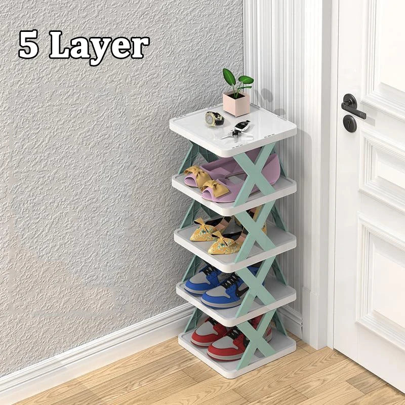 Estantes para zapatos, organizador de almacenamiento, estantes para zapatos desmontables, ahorra familia, estante para el hogar, estante para zapatos Simple multicapa, gabinete de Color