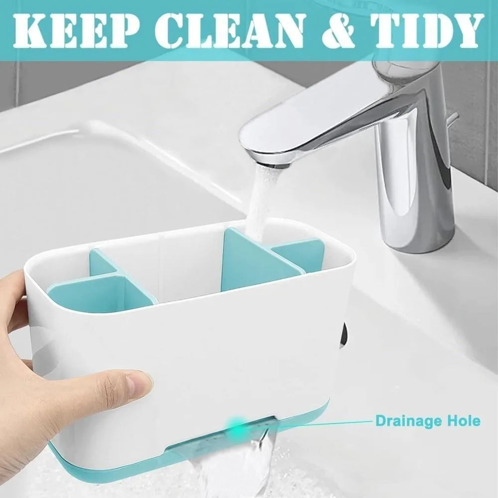 Organizador de estante de gran capacidad, soporte para cepillo de dientes eléctrico, organizador para encimera de baño, almacenamiento multifunción, carrito de ducha, 1 ud.