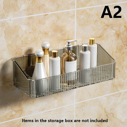 Estantes para champú y ducha montados en la pared, organizador sin perforación, Material PET transparente extraíble, estante de almacenamiento para el baño