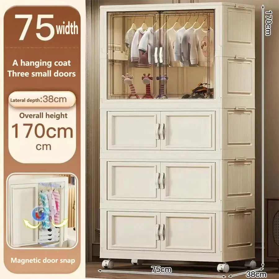 Gabinete de almacenamiento, caja de almacenamiento plegable para el hogar, sala de estar, gabinete de juguetes, estante de almacenamiento, gabinete de aperitivos, almacenamiento de cocina sin instalación