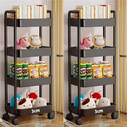 Carro de almacenamiento de estantería, carrito organizador de cocina móvil con ruedas, estantes de baño multicapa, estante de almacenamiento de aperitivos para el hogar