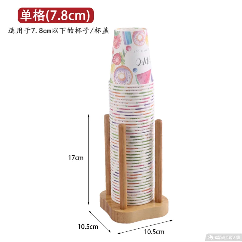 Soporte de acrílico para vasos, estante de almacenamiento de bambú, organizador de tienda de té con leche, caja de pañuelos, soporte para vasos de té con leche, soporte para servilletas