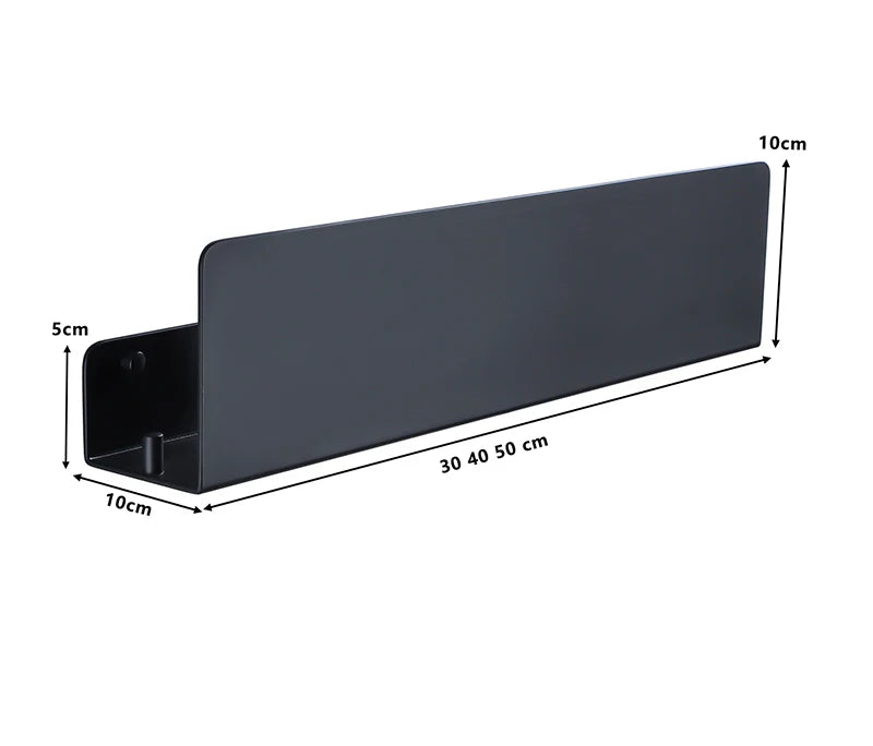 Estante organizador de baño negro con ganchos, estantes de decoración de cocina de aluminio en pared, estante de almacenamiento para ducha, montaje en pared