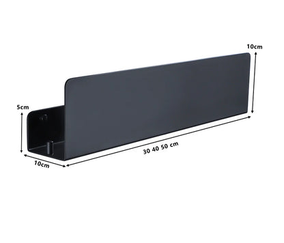 Estante organizador de baño negro con ganchos, estantes de decoración de cocina de aluminio en pared, estante de almacenamiento para ducha, montaje en pared