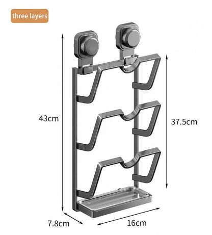 Estante para tapa de olla con ventosa, estante de almacenamiento de cocina sin perforaciones montado en la pared, estante para tabla de cortar de almacenamiento doméstico multifunción