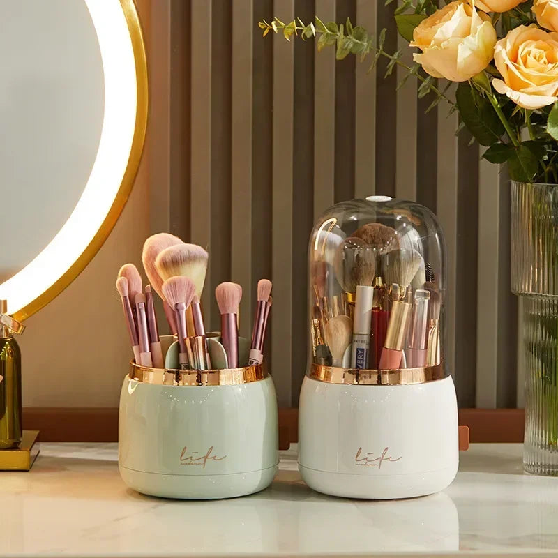 360 ° Organizador de maquillaje giratorio, soporte para brochas de maquillaje, caja de almacenamiento de cosméticos, organizador de almacenamiento de maquillaje, estuche para lápices, organizador de lápiz labial