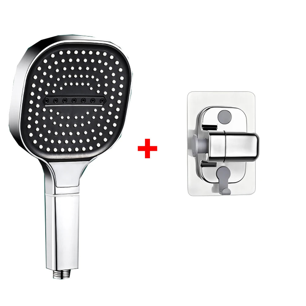 Cabezal de ducha de alta presión con Panel grande de 13CM con filtro, 3 modos, boquilla de lluvia con pulverizador de gran flujo, cabezal de ducha cuadrado para baño
