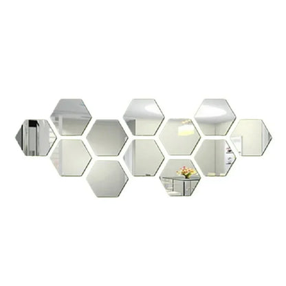 Hexágono acrílico 3D espejo pegatina de pared decoración del hogar DIY autoadhesivo espejo calcomanía decoración pegatinas arte decoración de pared grande 6/12 piezas