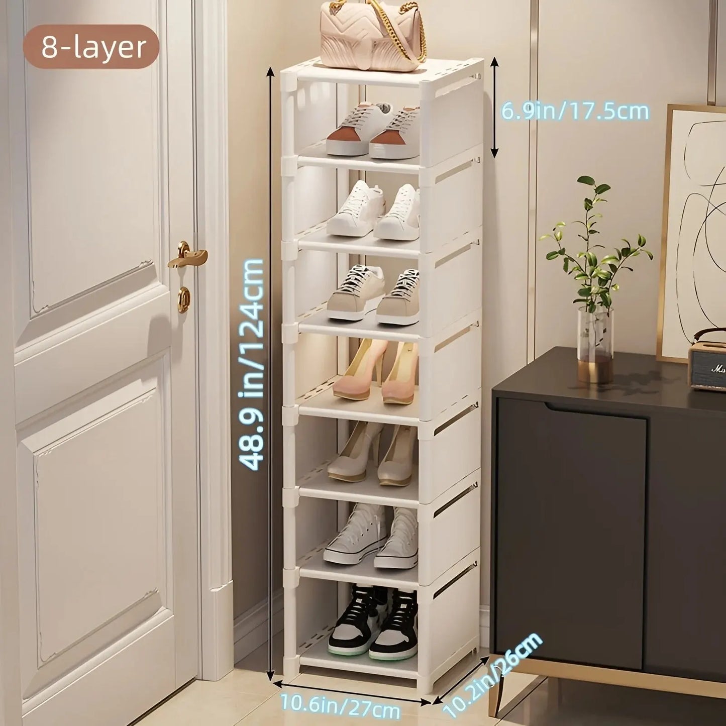 Organizador de zapatos de 6/8 capas, marco de Metal que ahorra espacio y Zapatero de tela multicapa, estante T1 para entrada, pasillo, sala de estar, 1 unidad