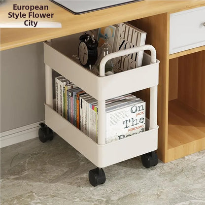 Estantería Móvil para Libros Debajo del Escritorio, Simple, para Uso Doméstico, Carrito Pequeño para Libros, Librería con Rue...