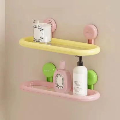 Estante de almacenamiento con ventosa de dopamina, estante de almacenamiento colgante de pared drenable sin perforaciones, organizador de artículos de tocador duradero de alta calidad para el hogar
