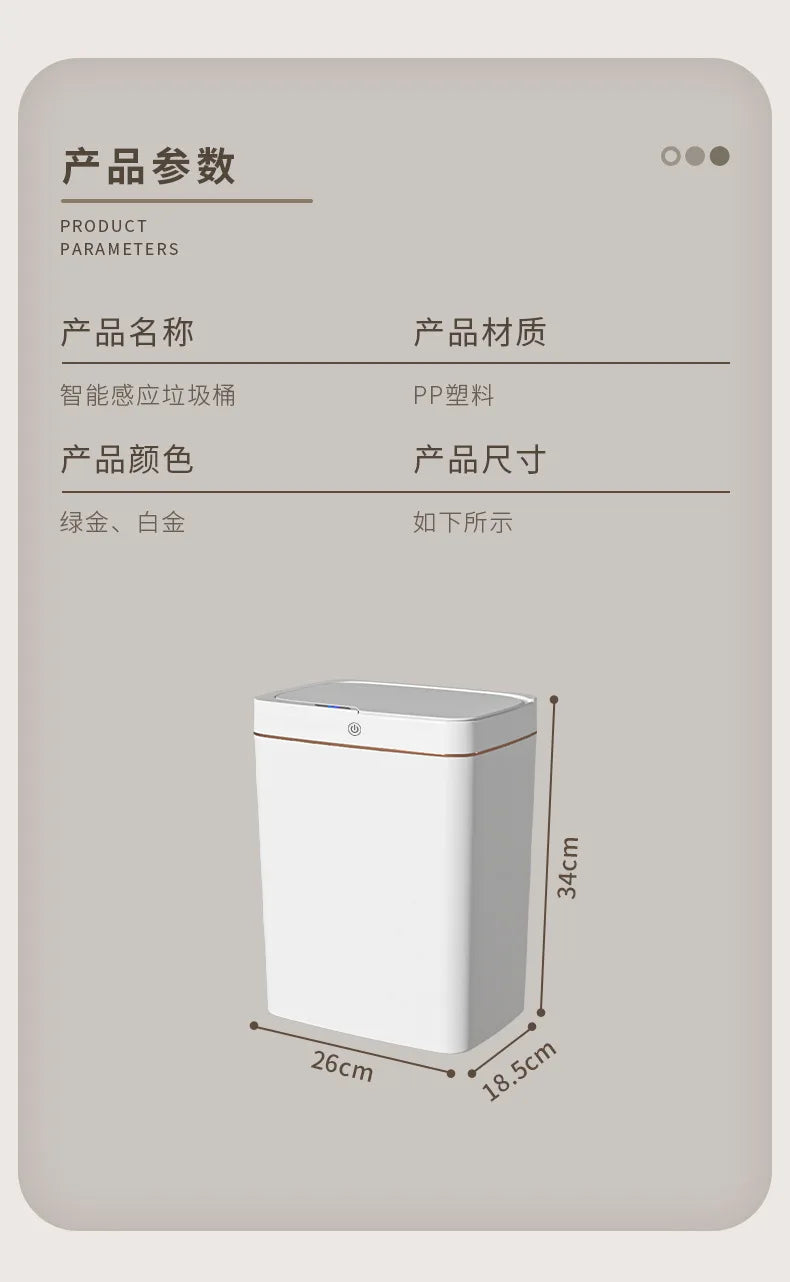 Cubo de basura inteligente de 15L, contenedor automático con Sensor sin contacto, impermeable, inodoro, para baño, cocina, dormitorio, cesta de basura moderna