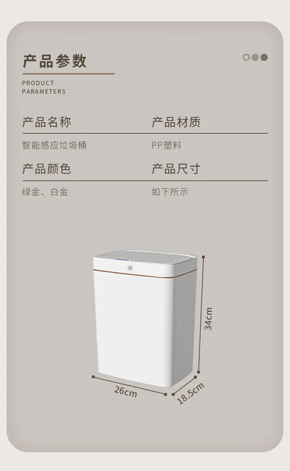 Cubo de basura inteligente de 15L, contenedor automático con Sensor sin contacto, impermeable, inodoro, para baño, cocina, dormitorio, cesta de basura moderna